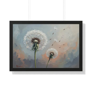 Framed Dandelion Wall Art Pastel Floral Print - Dipaliz - Posters Prints & Visual Artwork