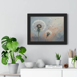 Framed Dandelion Wall Art Pastel Floral Print - Dipaliz - Posters Prints & Visual Artwork