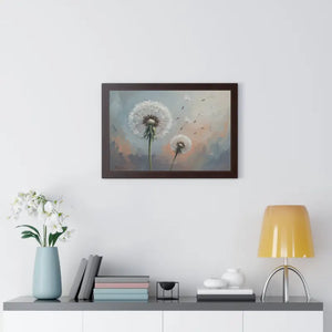 Framed Dandelion Wall Art Pastel Floral Print - Dipaliz - Posters Prints & Visual Artwork