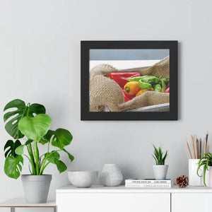Framed Horizontal Poster - Colored Peppers Kitchen Art - Dipaliz - 14″ x 11″ / Black - Posters Prints & Visual Artwork