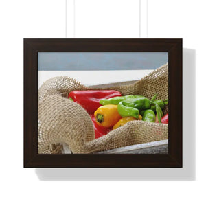 Framed Horizontal Poster - Colored Peppers Kitchen Art - Dipaliz - 14″ x 11″ / Walnut - Posters Prints & Visual Artwork