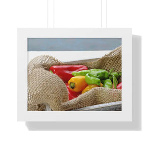 Framed Horizontal Poster - Colored Peppers Kitchen Art - Dipaliz - 14″ x 11″ / White - Posters Prints & Visual Artwork