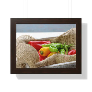 Framed Horizontal Poster - Colored Peppers Kitchen Art - Dipaliz - 16″ x 12″ / Walnut - Posters Prints & Visual Artwork