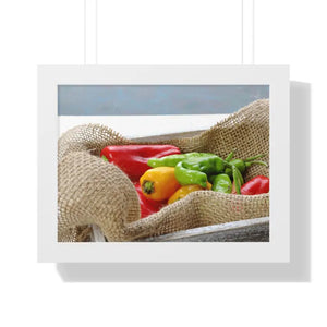 Framed Horizontal Poster - Colored Peppers Kitchen Art - Dipaliz - 16″ x 12″ / White - Posters Prints & Visual Artwork