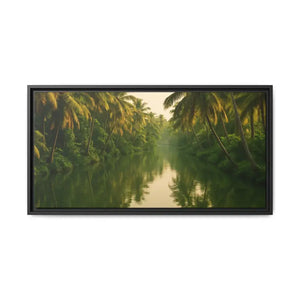 Tropical Escape Kerala Backwater Matte Canvas Art - Dipaliz - 32’’ x 16’’ (horizontal) / Black / 1.25’’ - Prints
