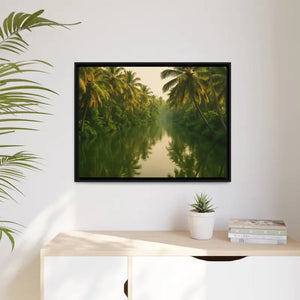 Tropical Escape Kerala Backwater Matte Canvas Art - Dipaliz - 32’’ x 24’’ (horizontal) / Black / 1.25’’ - Prints