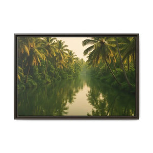 Tropical Escape Kerala Backwater Matte Canvas Art - Dipaliz - 30″ x 20″ (horizontal) / Espresso / 1.25’’ - Prints