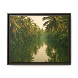 Tropical Escape Kerala Backwater Matte Canvas Art - Dipaliz - 20″ x 16″ (horizontal) / Espresso / 1.25’’ - Prints
