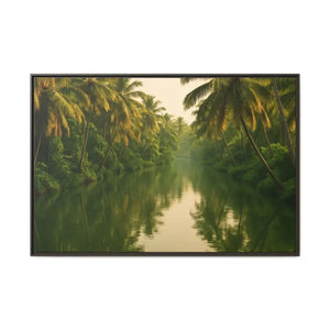 Tropical Escape Kerala Backwater Matte Canvas Art - Dipaliz - 60’’ x 40’’ (horizontal) / Espresso / 1.25’’ - Prints