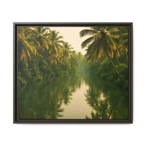 Tropical Escape Kerala Backwater Matte Canvas Art - Dipaliz - 24’’ x 20’’ (horizontal) / Espresso / 1.25’’ - Prints