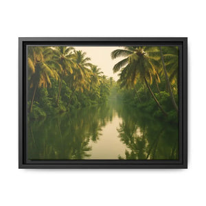 Tropical Escape Kerala Backwater Matte Canvas Art - Dipaliz - 16″ x 12″ (horizontal) / Black / 1.25’’ - Prints
