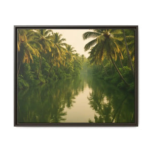 Tropical Escape Kerala Backwater Matte Canvas Art - Dipaliz - 30’’ x 24’’ (horizontal) / Espresso / 1.25’’ - Prints