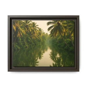 Tropical Escape Kerala Backwater Matte Canvas Art - Dipaliz - 12’’ x 9’’ (horizontal) / Espresso / 1.25’’ - Prints