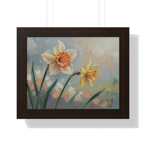 Daffodil Floral Painting - Sunlit Yellow Wall Art - Dipaliz - 14″ x 11″ / Walnut - Artwork