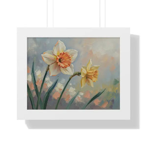 Daffodil Floral Painting - Sunlit Yellow Wall Art - Dipaliz - 14″ x 11″ / White - Artwork