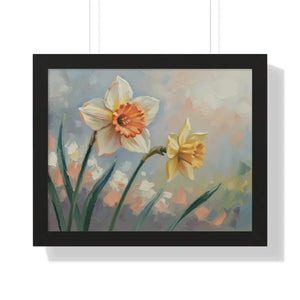 Daffodil Floral Painting - Sunlit Yellow Wall Art - Dipaliz - 20’’ x 16’’ / Black - Artwork
