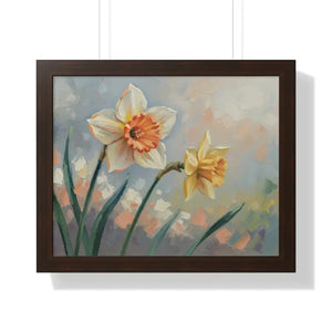 Daffodil Floral Painting - Sunlit Yellow Wall Art - Dipaliz - 20’’ x 16’’ / Walnut - Artwork