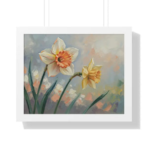 Daffodil Floral Painting - Sunlit Yellow Wall Art - Dipaliz - 20’’ x 16’’ / White - Artwork