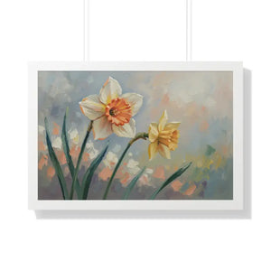 Daffodil Floral Painting - Sunlit Yellow Wall Art - Dipaliz - 30’’ x 20’’ / White - Artwork