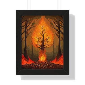 Vibrant Fiery Tree Poster - Framed Vertical Forest Art - Dipaliz - Posters Prints & Visual Artwork