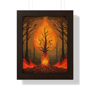 Vibrant Fiery Tree Poster - Framed Vertical Forest Art - Dipaliz - Posters Prints & Visual Artwork