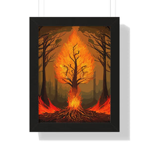 Vibrant Fiery Tree Poster - Framed Vertical Forest Art - Dipaliz - Posters Prints & Visual Artwork