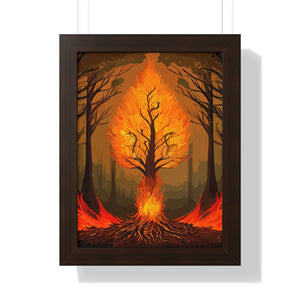 Vibrant Fiery Tree Poster - Framed Vertical Forest Art - Dipaliz - Posters Prints & Visual Artwork