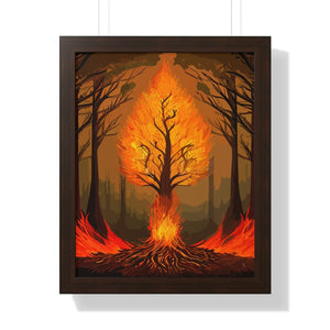 Vibrant Fiery Tree Poster - Framed Vertical Forest Art - Dipaliz - Posters Prints & Visual Artwork