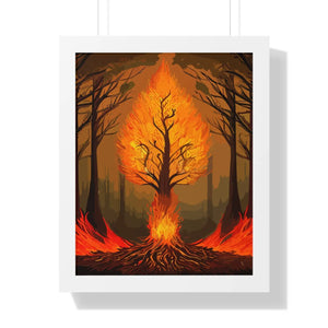 Vibrant Fiery Tree Poster - Framed Vertical Forest Art - Dipaliz - Posters Prints & Visual Artwork