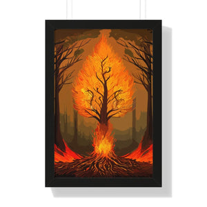 Vibrant Fiery Tree Poster - Framed Vertical Forest Art - Dipaliz - Posters Prints & Visual Artwork