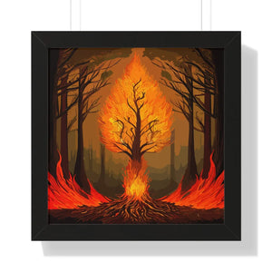 Vibrant Fiery Tree Poster - Framed Vertical Forest Art - Dipaliz - Posters Prints & Visual Artwork