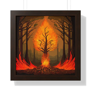 Vibrant Fiery Tree Poster - Framed Vertical Forest Art - Dipaliz - Posters Prints & Visual Artwork