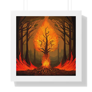 Vibrant Fiery Tree Poster - Framed Vertical Forest Art - Dipaliz - Posters Prints & Visual Artwork