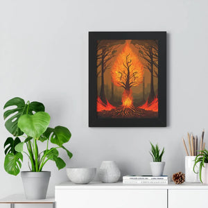 Vibrant Fiery Tree Poster - Framed Vertical Forest Art - Dipaliz - Posters Prints & Visual Artwork