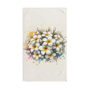 Home Decor - Frangipani Flowers Hand Towel - Tropical Bath - Dipaliz White Base / 28’’ × 16’’