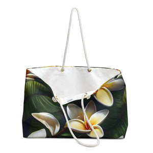 Tropical Frangipani Weekender Bag - Large Polyester - Dipaliz - Luggage & Bags