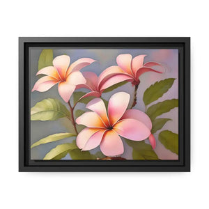 Frangipani Flowers Matte Canvas Art Print - Dipaliz - 12’’ x 9’’ (horizontal) / Black / 1.25’’ - Posters Prints &
