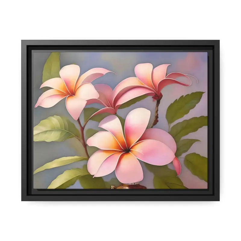 Transform your Space with Frangipani Flowers Matte Canvas - 14″ x 11″ (horizontal) / Black / 1.25’’