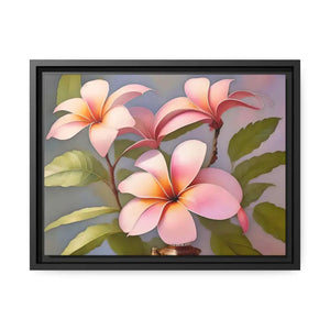 Frangipani Flowers Matte Canvas Art Print - Dipaliz - 16″ x 12″ (horizontal) / Black / 1.25’’ - Posters Prints & Visual