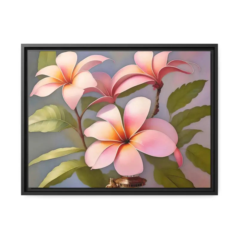 Transform your Space with Frangipani Flowers Matte Canvas - 24″ x 18″ (horizontal) / Black / 1.25’’