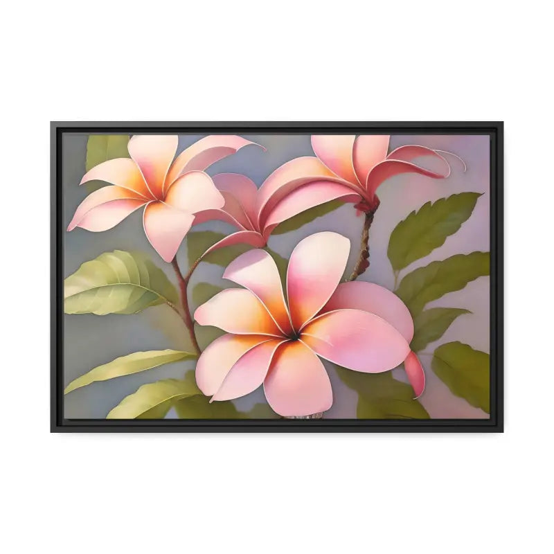 Transform your Space with Frangipani Flowers Matte Canvas - 30″ x 20″ (horizontal) / Black / 1.25’’