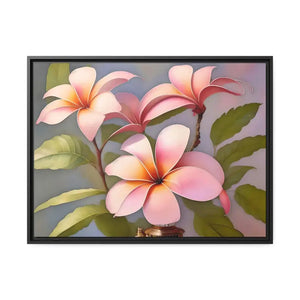 Frangipani Flowers Matte Canvas Art Print - Dipaliz - 32’’ x 24’’ (horizontal) / Black / 1.25’’ - Posters Prints &