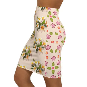 Women’s Mini Skirt Frangipani Flowers Floral Print Chic - Dipaliz - Skirts