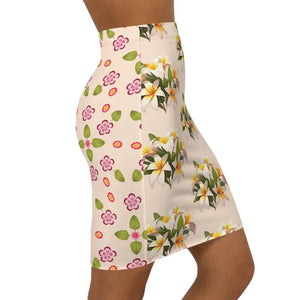 Women’s Mini Skirt Frangipani Flowers Floral Print Chic - Dipaliz - Skirts