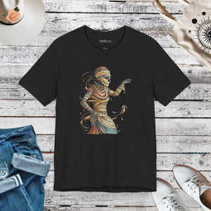 Mummy Unwrapping Short Sleeve Tee - Spooky Unisex Style - Dipaliz - Black Heather / s - T-shirts