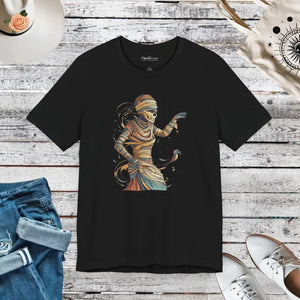 Mummy Unwrapping Short Sleeve Tee - Spooky Unisex Style - Dipaliz - Black / s - T-shirts