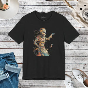 Mummy Unwrapping Short Sleeve Tee - Spooky Unisex Style - Dipaliz - Solid Black Blend / s - T-shirts
