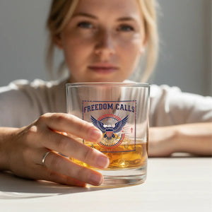 Freedom Calls 10oz Rocks Glass – Patriotic Eagle Whiskey Tumbler - Mug