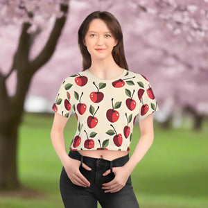 Vibrant Cherry Crop Tee - Summer Vibes Cotton - Dipaliz - T-shirts - Xs