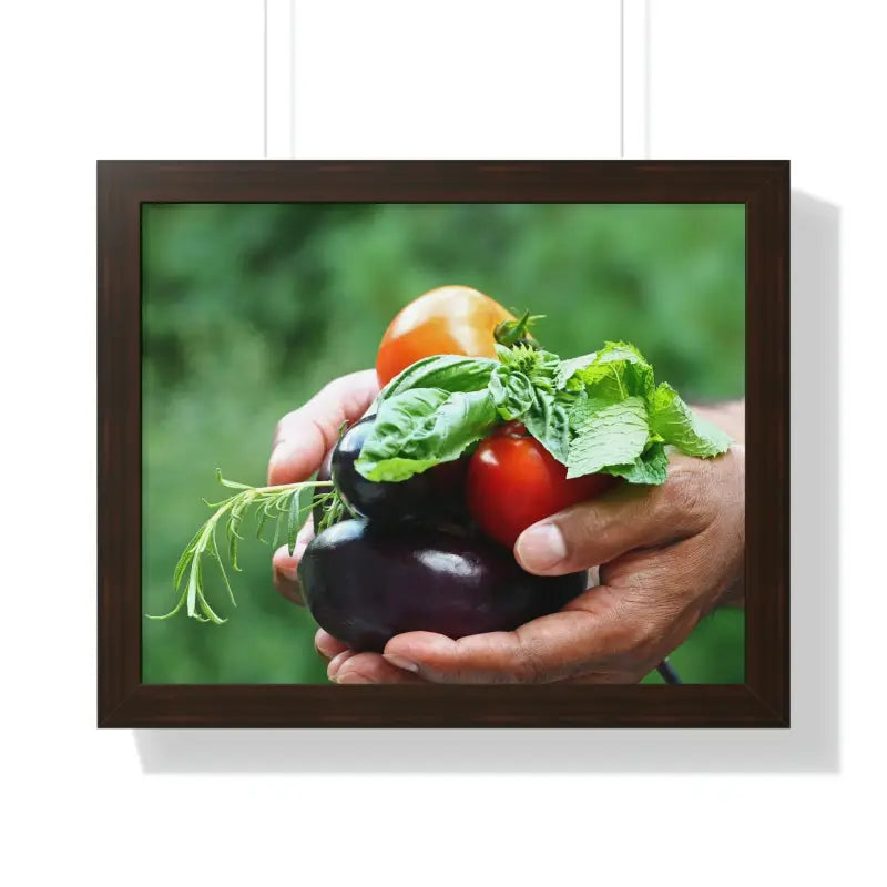 Transform your Kitchen with Fresh Organic Veggies Poster - 20’’ × 16’’ / Walnut